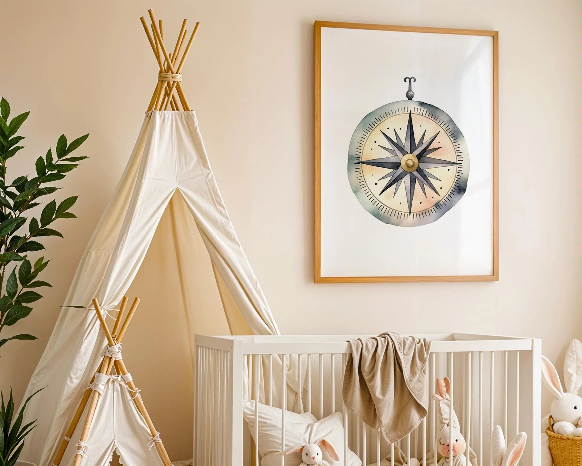 Playroom Ideas | Vintage Compass Nursery Wall Art Nautical Explorer Print wall art print, modern home decor, unframed artwork by Nomad & Nest