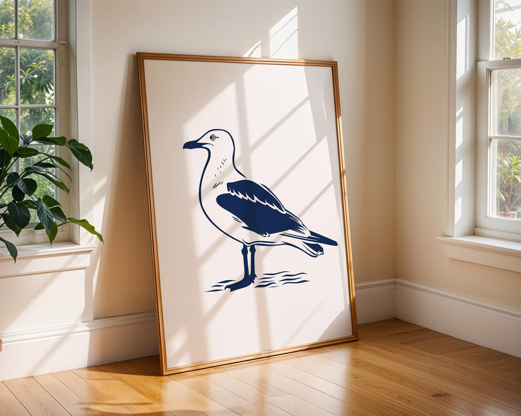 Sea Gull Art Print | Coastal Bird Poster, Modern Wildlife Artwork wall art print, modern home decor, unframed artwork by Nomad & Nest