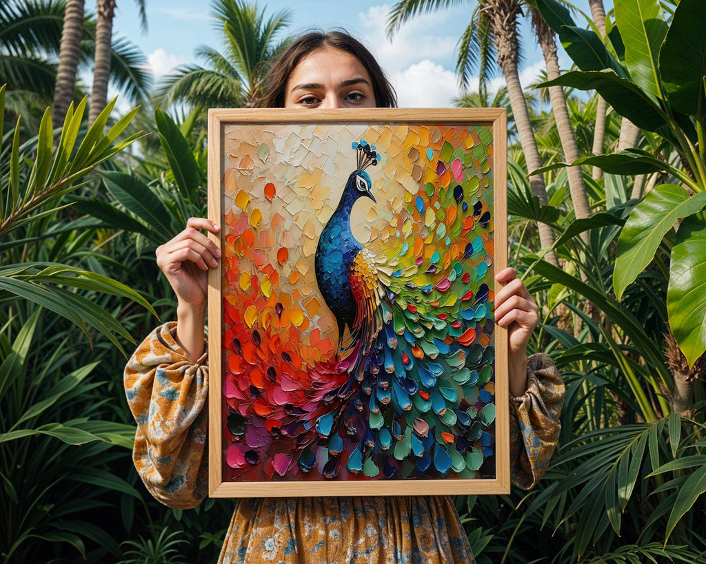 Colourful Prints | Peacock Print |  Textured Wall Art, Boho Home Decor wall art print, modern home decor, unframed artwork by Nomad & Nest