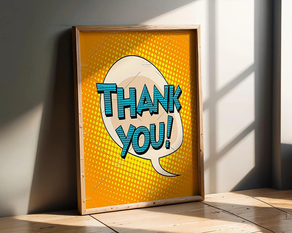 Modern Pop Art | Thank You Poster | Retro Comic Book Print wall art print, modern home decor, unframed artwork by Nomad & Nest