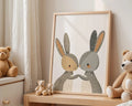 Playroom Ideas | Bunny Friends Nursery Wall Art | Boho Woodland Baby Print wall art print, modern home decor, unframed artwork by Nomad & Nest