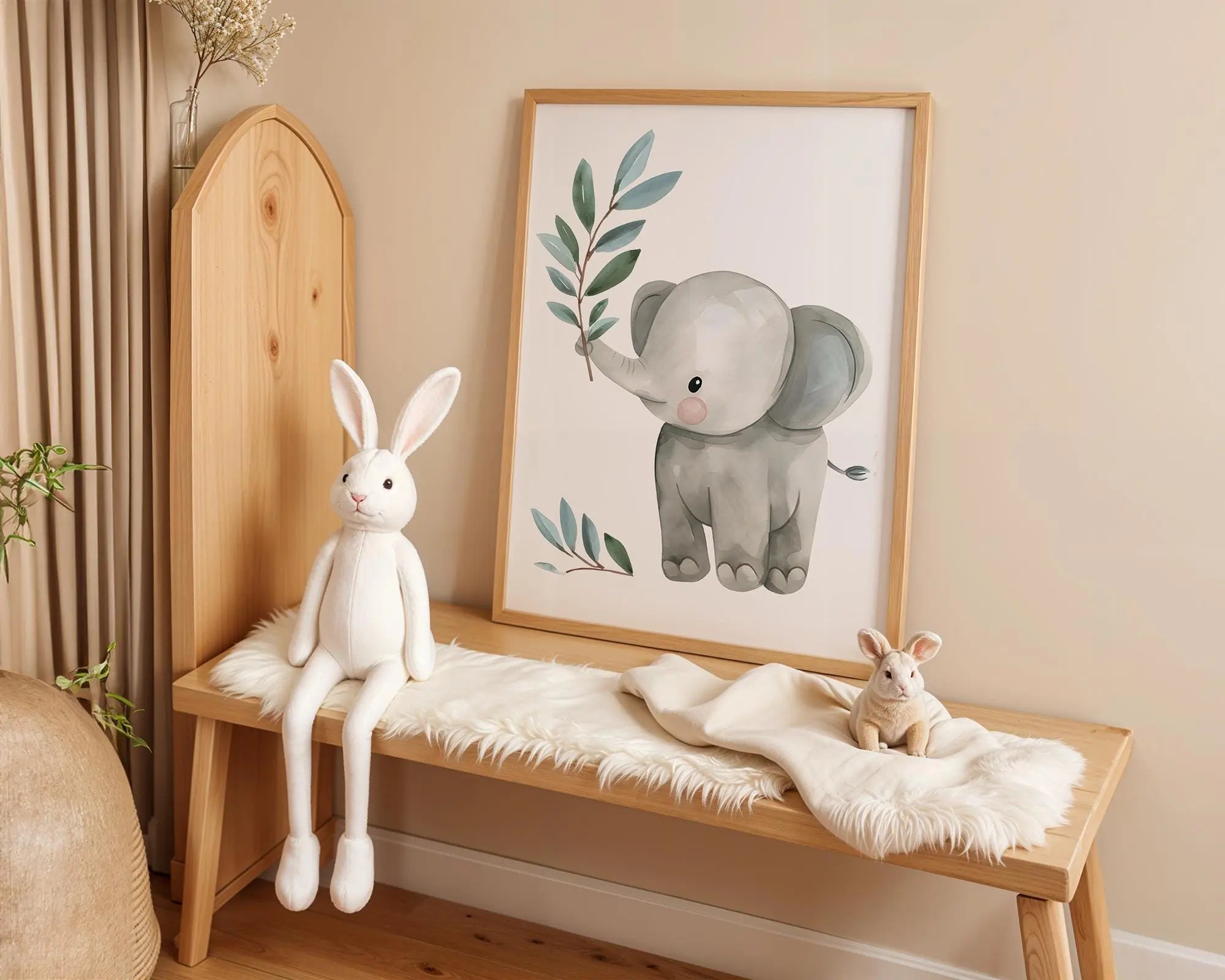 Playroom Ideas | Elephant Nursery Art | Botanical Animal Baby Print wall art print, modern home decor, unframed artwork by Nomad & Nest
