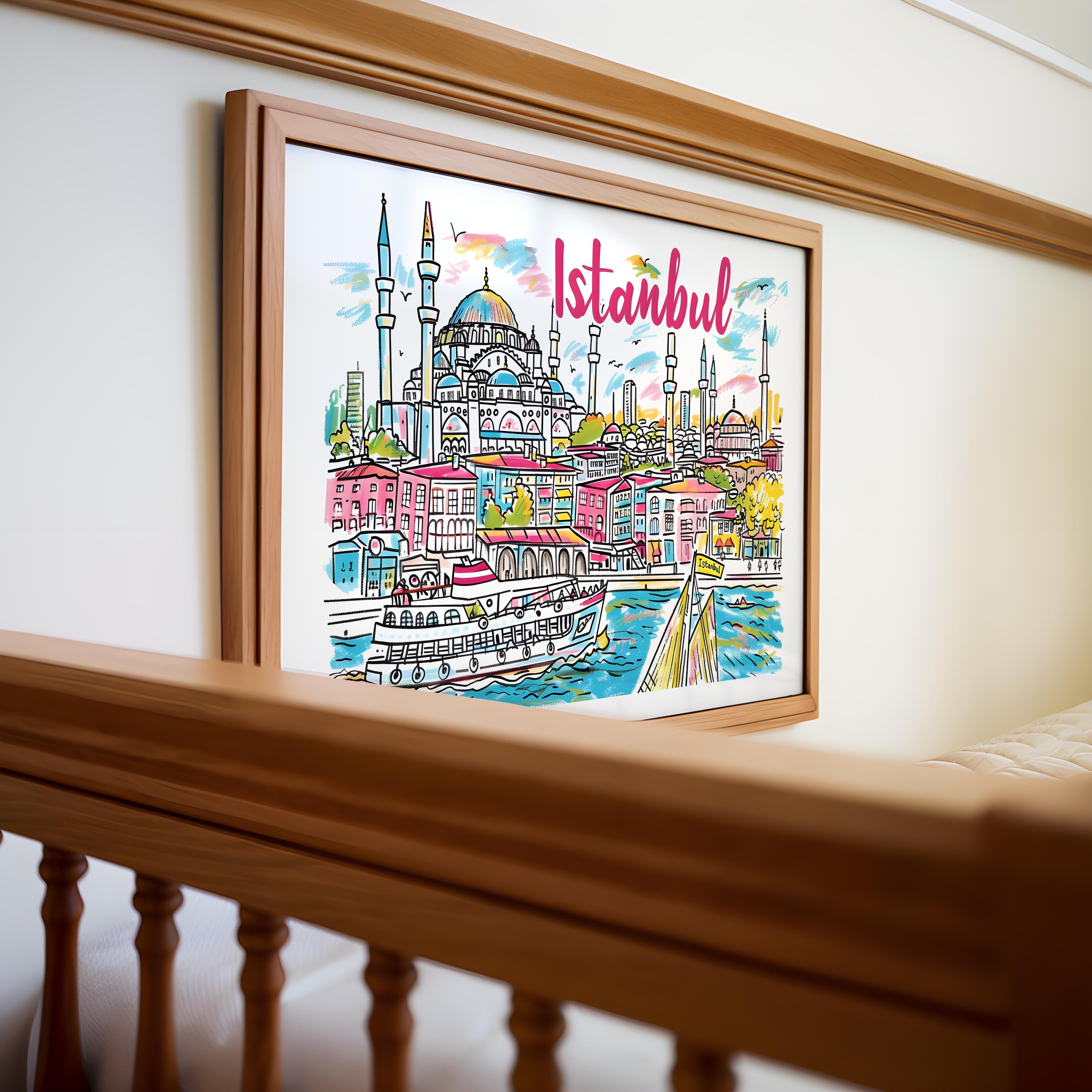 Istanbul Travel Poster | Colorful Hagia Sophia Art Print wall art print, modern home decor, unframed artwork by Nomad & Nest