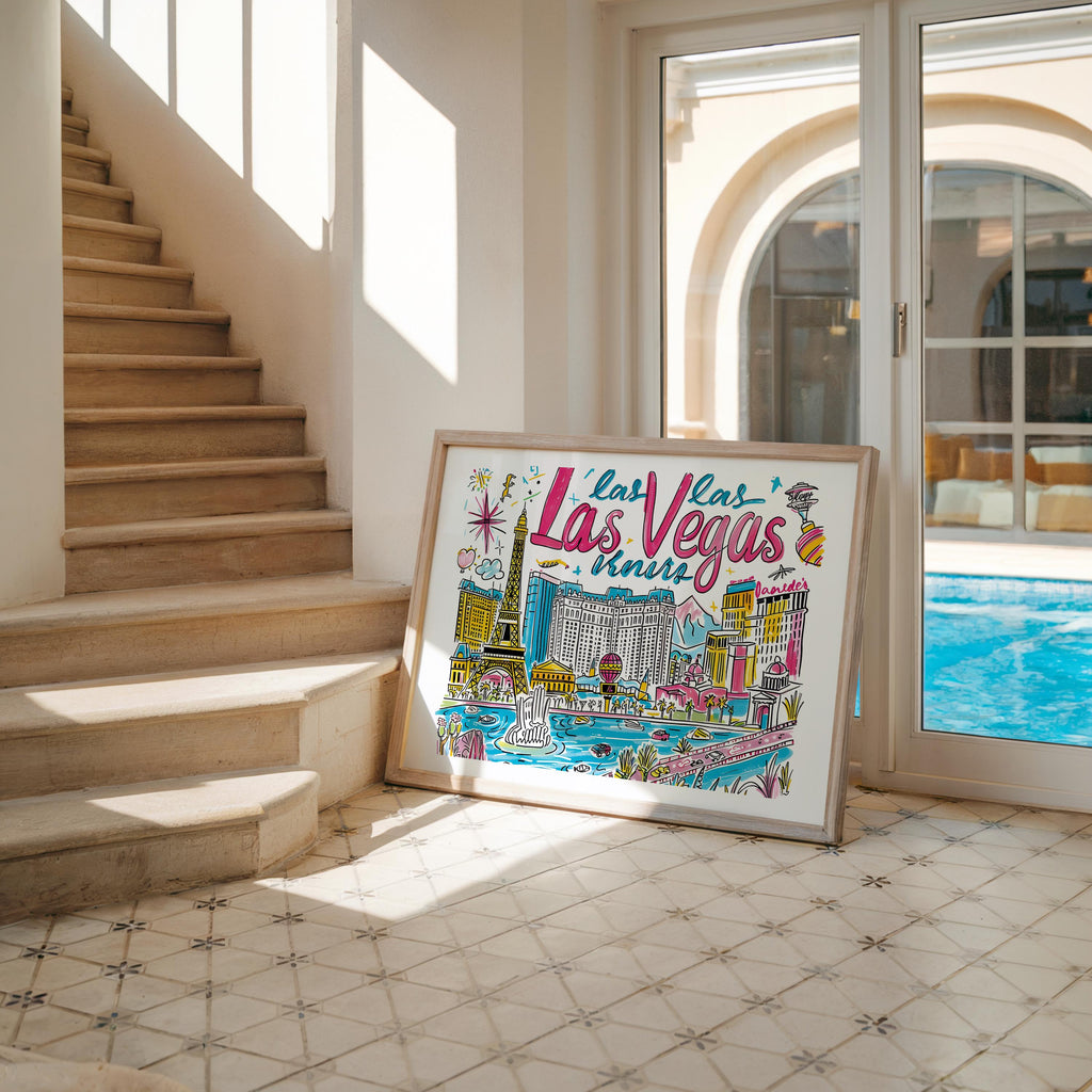 Las Vegas Cityscape Poster | Colorful Nevada Travel Art wall art print, modern home decor, unframed artwork by Nomad & Nest