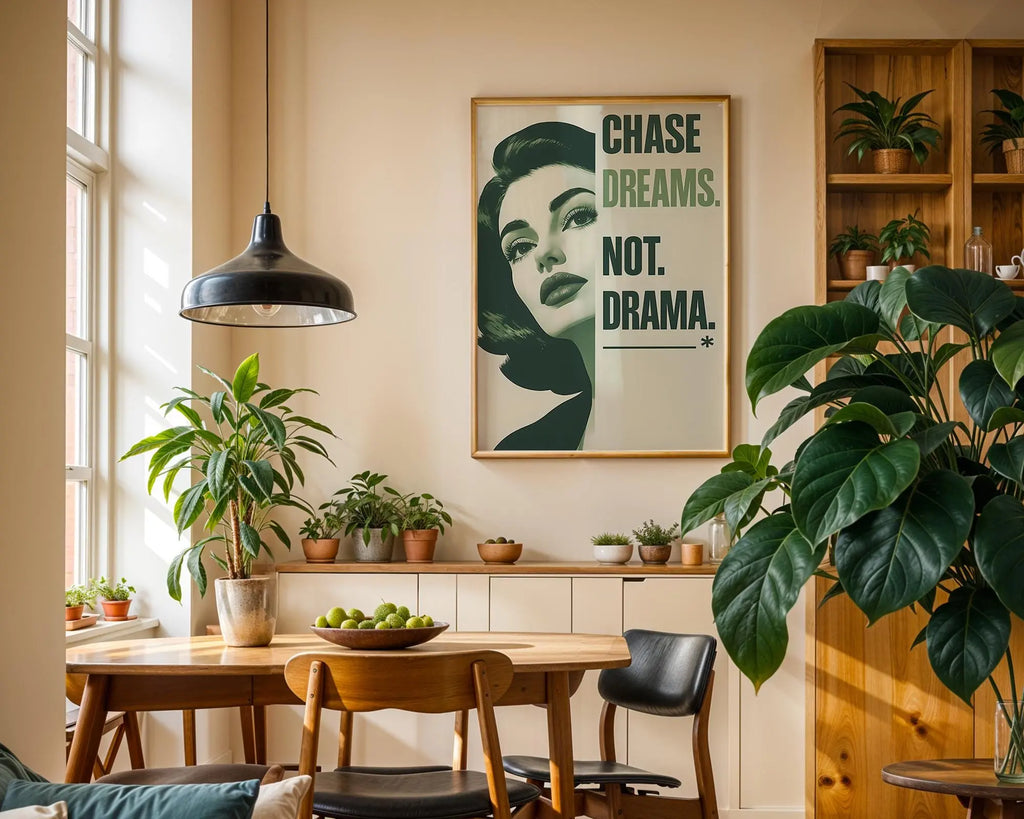 Chase Dreams Not Drama Print | Retro Glam Wall Art wall art print, modern home decor, unframed artwork by Nomad & Nest