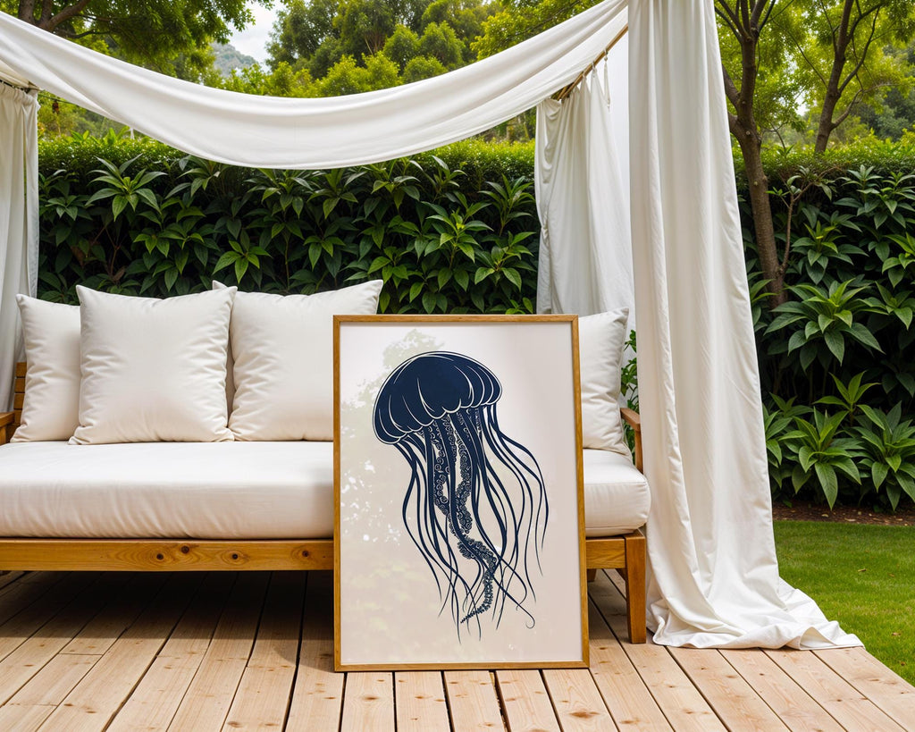 Elegant Jellyfish Art Print | Modern Marine Home Decor wall art print, modern home decor, unframed artwork by Nomad & Nest
