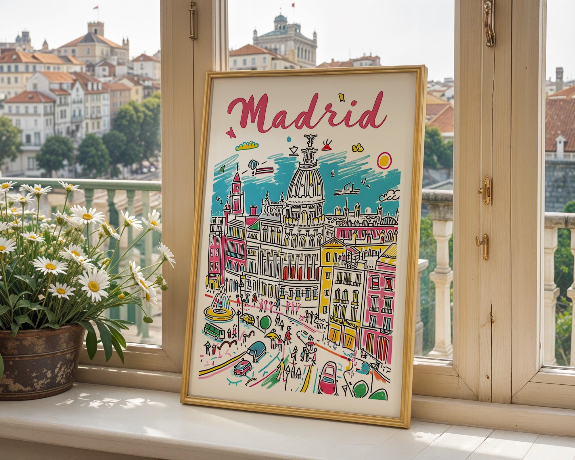 Madrid Cityscape Art Print | Colorful Spanish Travel Poster wall art print, modern home decor, unframed artwork by Nomad & Nest