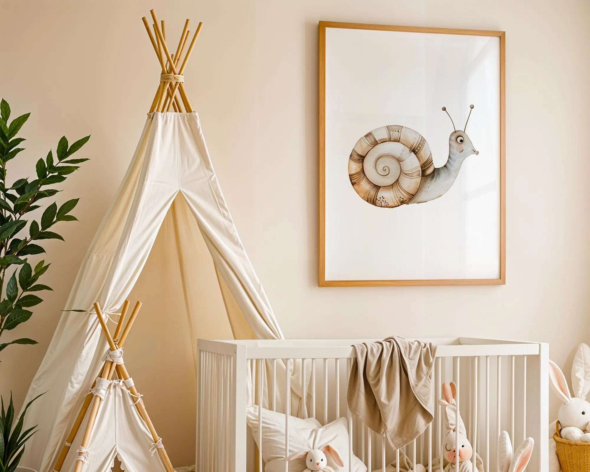 Playroom Ideas | Snail Nursery Wall Art | Garden Insect Baby Illustration wall art print, modern home decor, unframed artwork by Nomad & Nest
