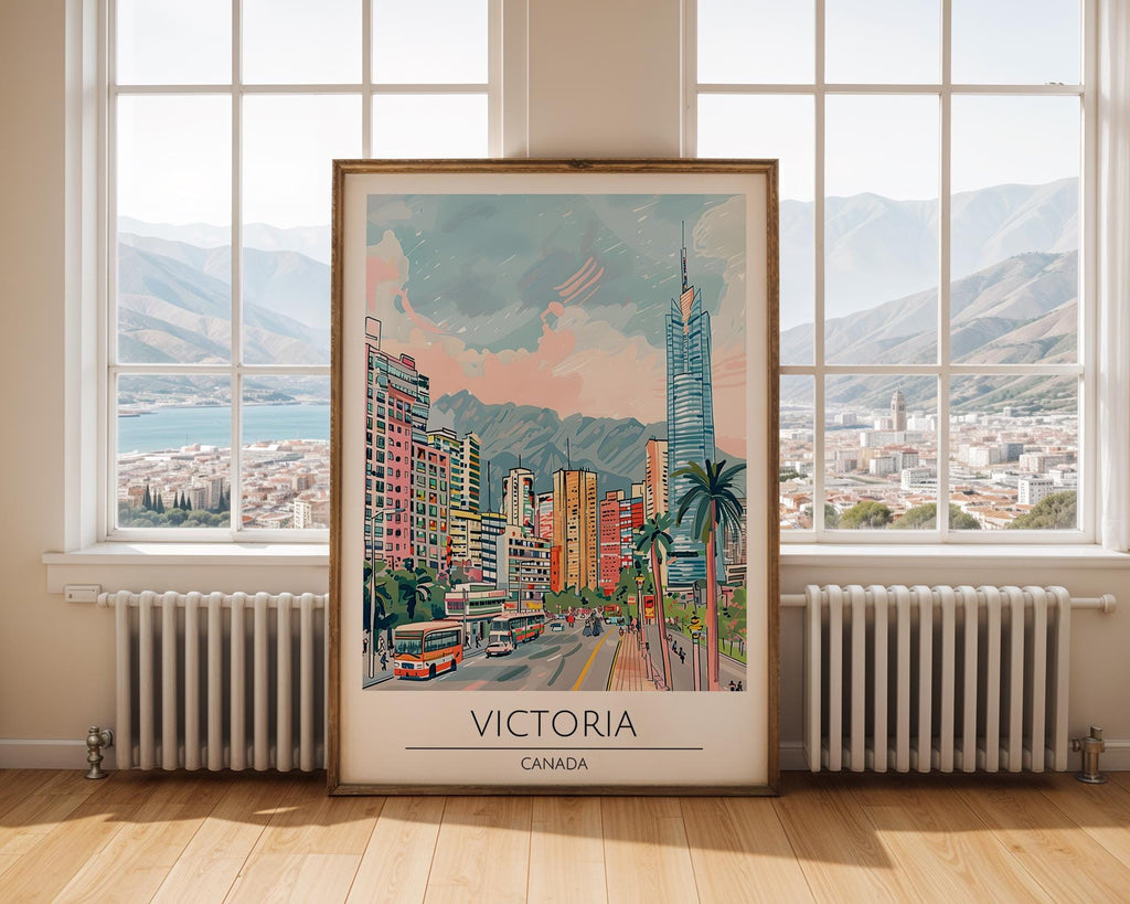 Victoria BC Skyline Art Print | Colorful Canadian City Poster wall art print, modern home decor, unframed artwork by Nomad & Nest