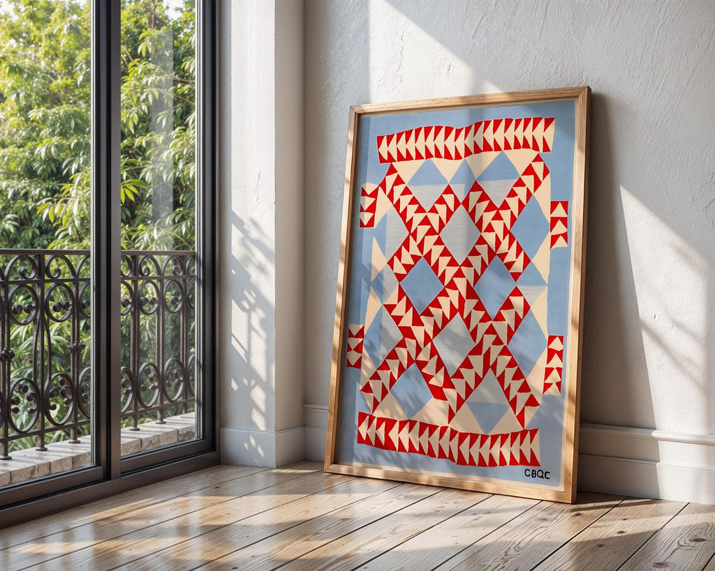 Red Blue Geometric Art Print | Modern Minimalist Decor wall art print, modern home decor, unframed artwork by Nomad & Nest