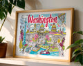 Washington D.C. Cityscape Poster | Colorful Travel Art Print wall art print, modern home decor, unframed artwork by Nomad & Nest