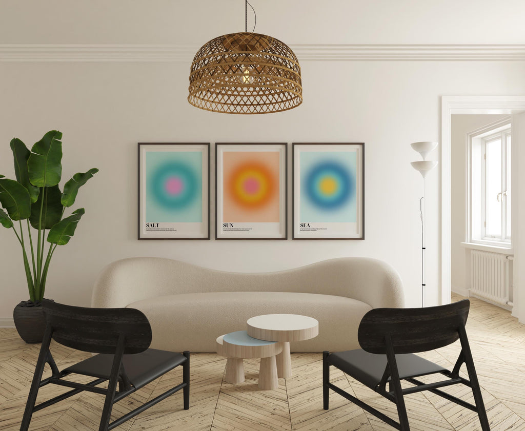 Colourful Prints | Sun Sea Salt Gradient Art Print Set | Modern Coastal Decor wall art print, modern home decor, unframed artwork by Nomad & Nest