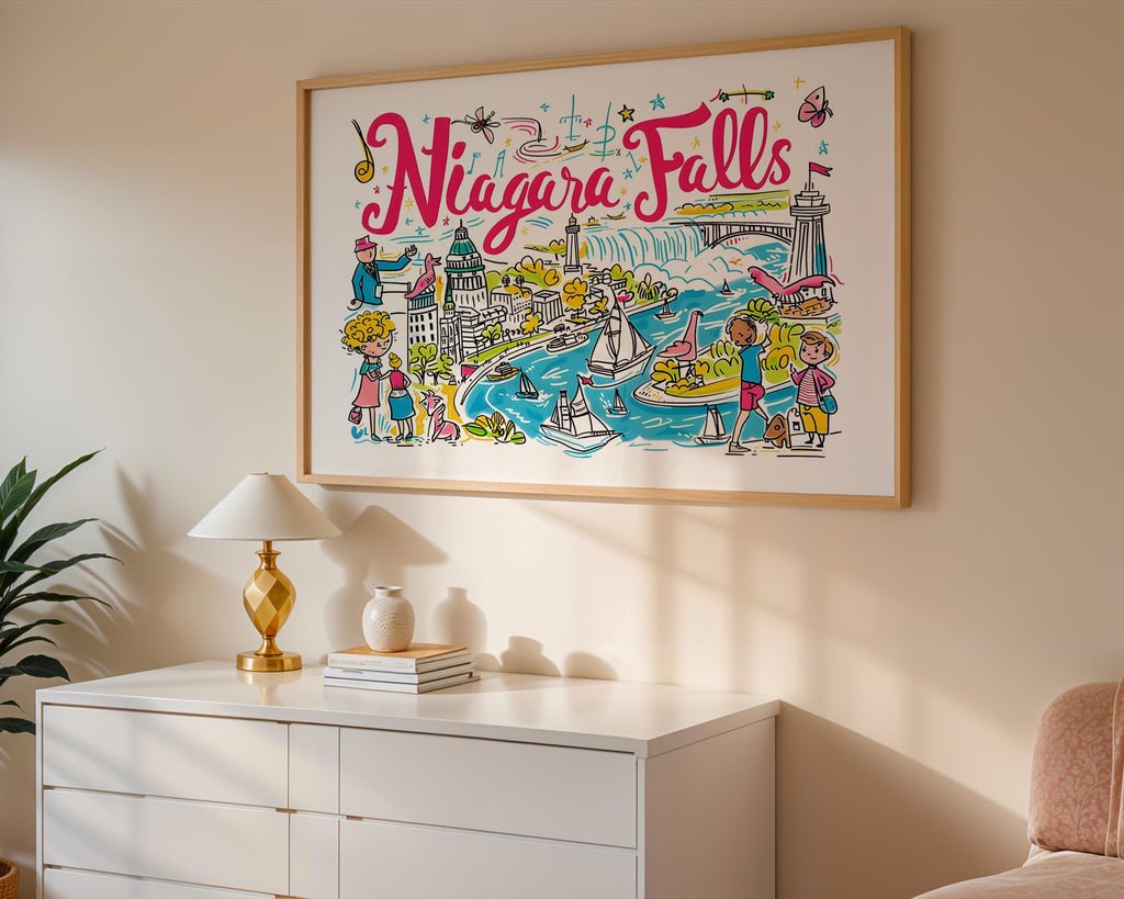 Niagara Falls Art Print | Canada USA Travel Poster wall art print, modern home decor, unframed artwork by Nomad & Nest