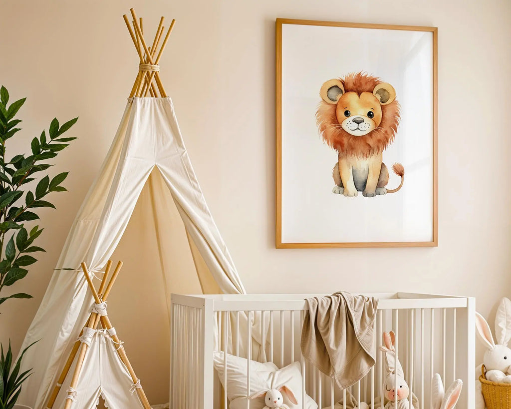 Playroom Ideas | Lion Nursery Wall Art | Safari Animal Baby Decor wall art print, modern home decor, unframed artwork by Nomad & Nest