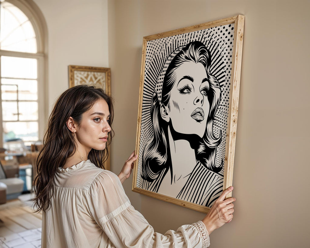 Modern Pop Art | Vintage  Woman Print | Retro Comic Book Style Poster wall art print, modern home decor, unframed artwork by Nomad & Nest