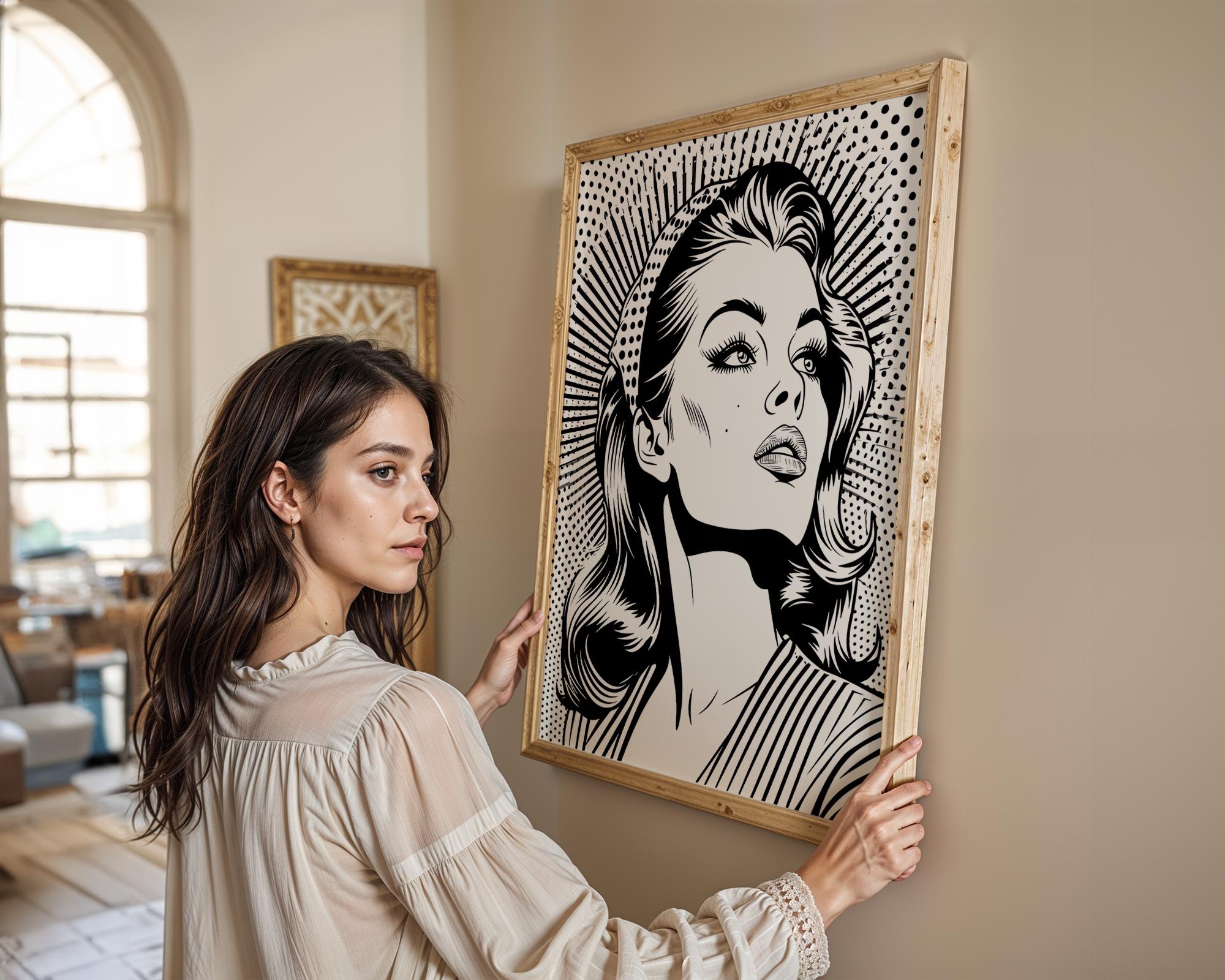 Modern Pop Art | Vintage  Woman Print | Retro Comic Book Style Poster wall art print, modern home decor, unframed artwork by Nomad & Nest