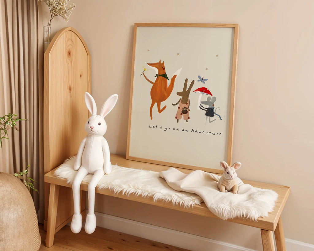 Playroom Ideas | Woodland Adventure Nursery Wall Art | Forest Animal Quote Print wall art print, modern home decor, unframed artwork by Nomad & Nest
