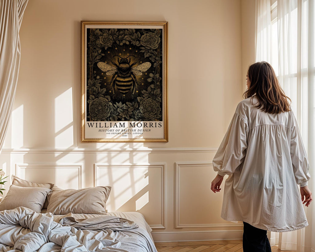 William Morris Print Bee Art  |  Style Floral Vintage Poster wall art print, modern home decor, unframed artwork by Nomad & Nest