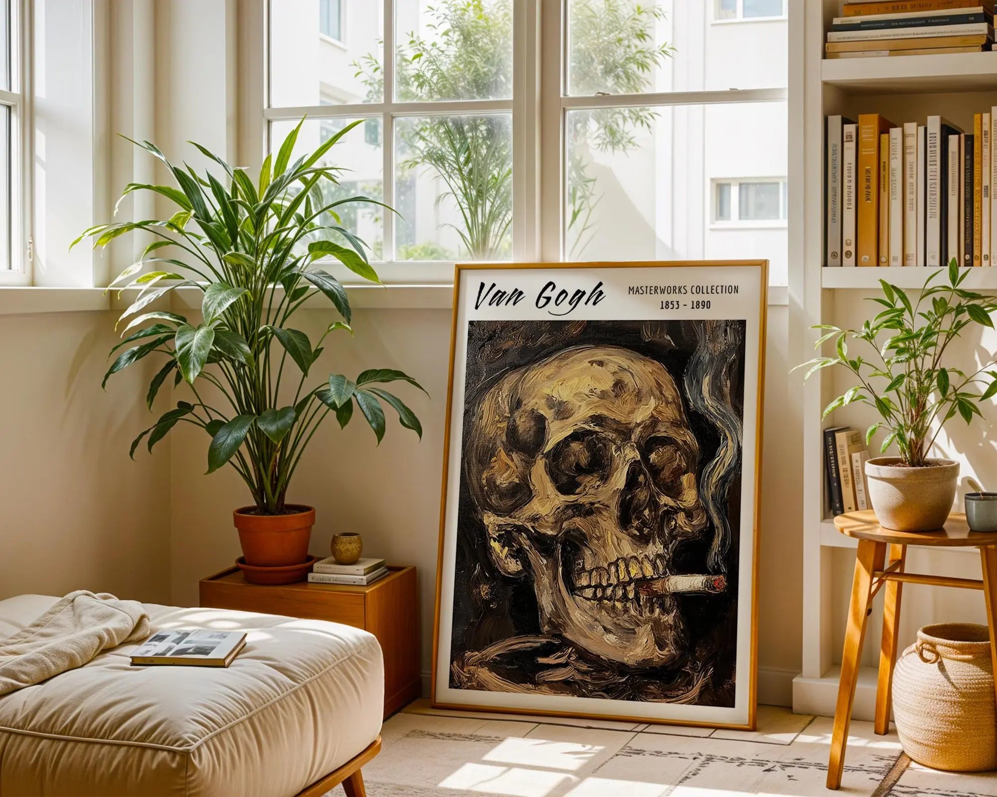 Van Gogh Print | Skull with Cigarette Art | Famous Gothic Dark Oil Painting Poster wall art print, modern home decor, unframed artwork by Nomad & Nest
