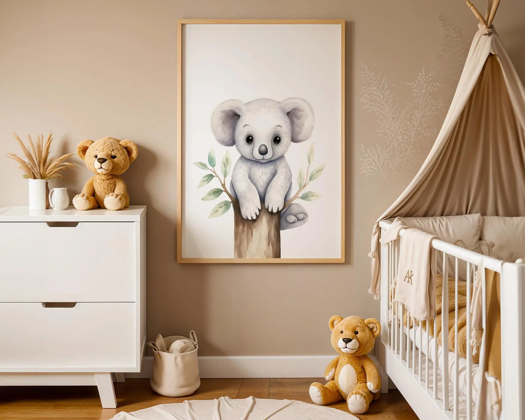 Playroom Ideas | Koala Nursery Wall Art | Australian Animal Baby Decor wall art print, modern home decor, unframed artwork by Nomad & Nest