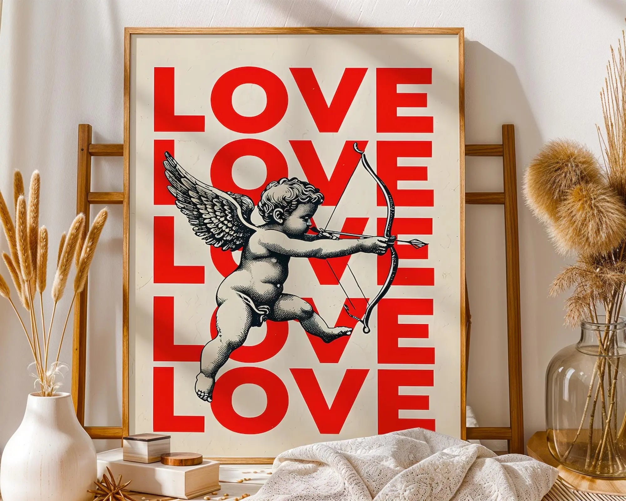 Cupid Love Poster | Romantic Vintage Illustration wall art print, modern home decor, unframed artwork by Nomad & Nest
