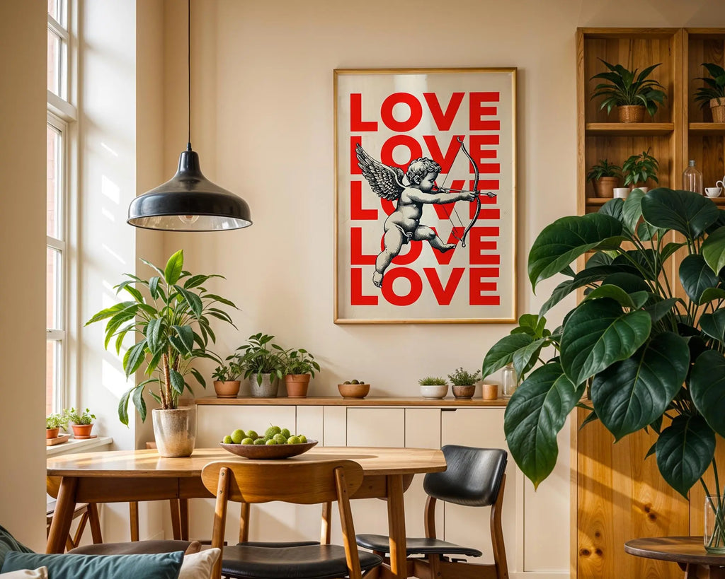 Cupid Love Poster | Romantic Vintage Illustration wall art print, modern home decor, unframed artwork by Nomad & Nest
