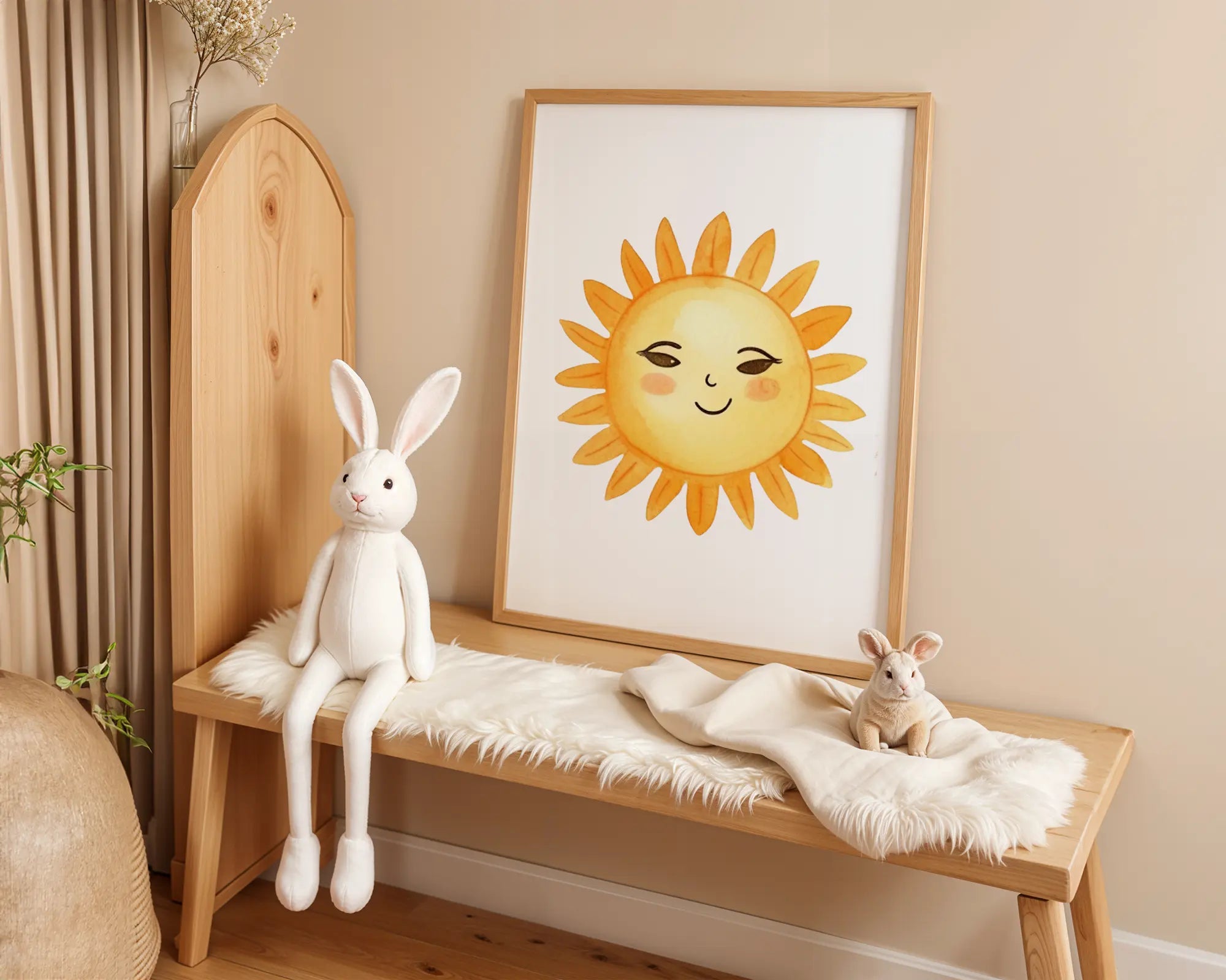Playroom Ideas | Smiling Sun Nursery Wall Art | Retro Boho Sunshine Print wall art print, modern home decor, unframed artwork by Nomad & Nest