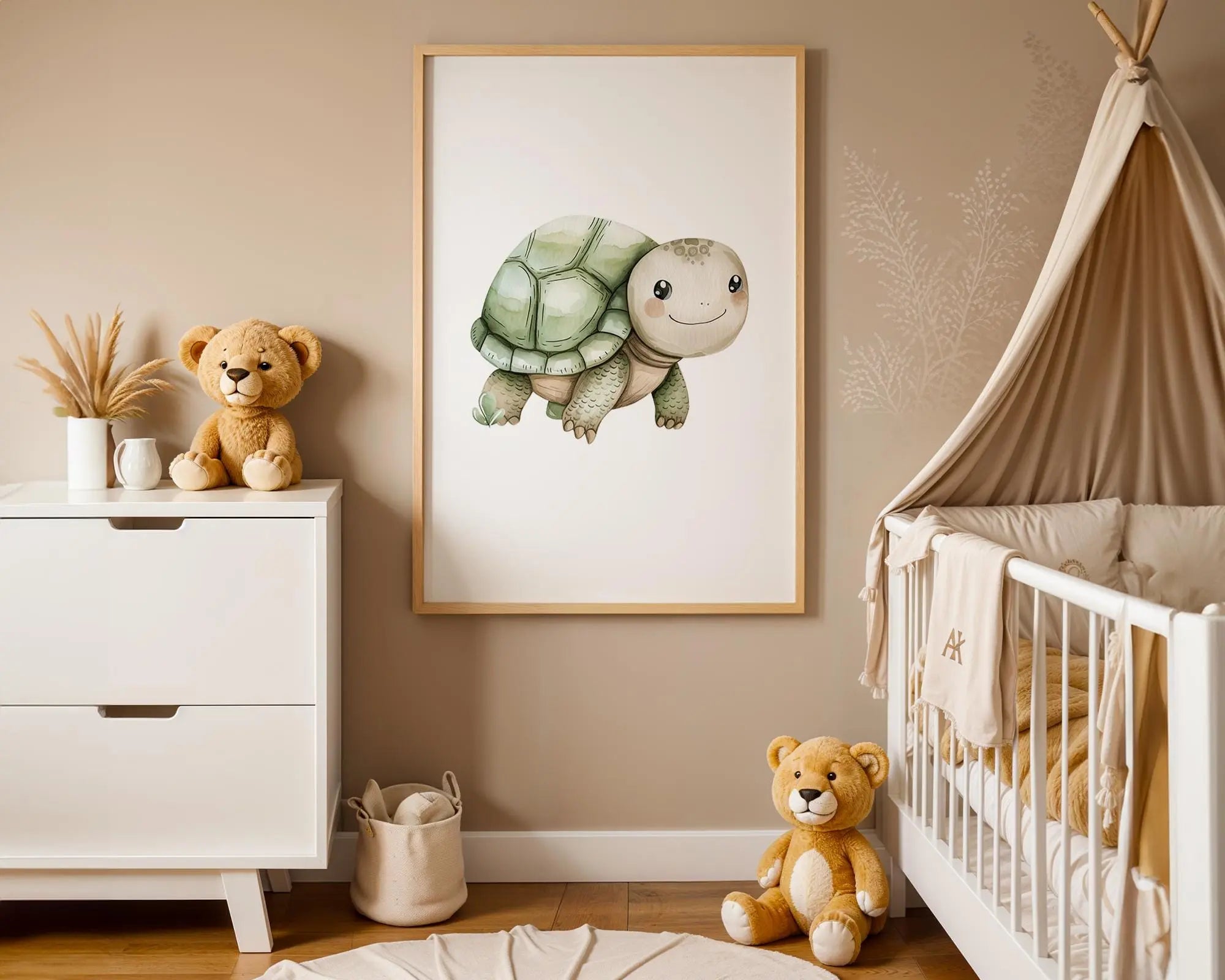 Playroom Ideas | Turtle Nursery Wall Art | Woodland Animal Baby Decor wall art print, modern home decor, unframed artwork by Nomad & Nest