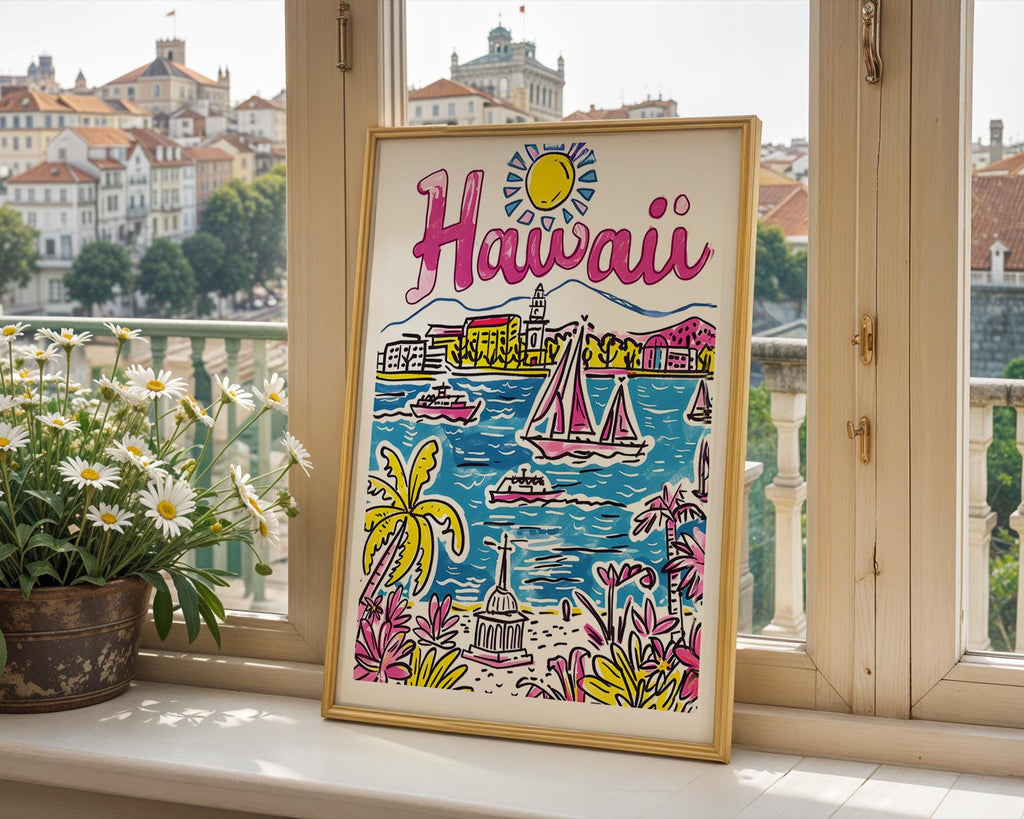 Hawaii Travel Poster | Colorful Island Art Print wall art print, modern home decor, unframed artwork by Nomad & Nest