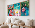 Colourful Prints | Summer Fruit & Flamingo Art Print Set | Mediterranean Wall DŽcor (Set of 3) wall art print, modern home decor, unframed artwork by Nomad & Nest