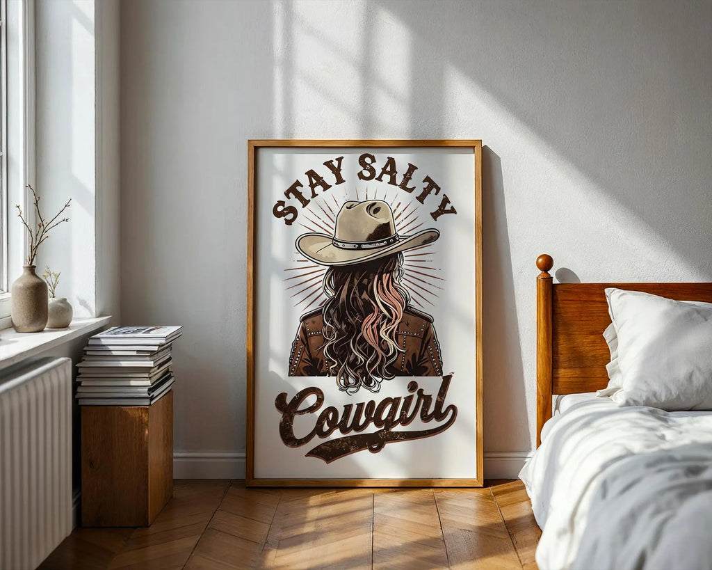Stay Salty Cowgirl Print – Western Coastal Wall Art wall art print, modern home decor, unframed artwork by Nomad & Nest