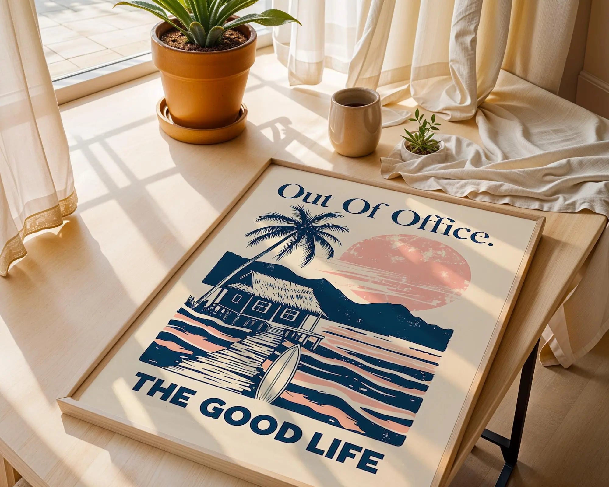 Positive Emotion | Out Of Office The Good Life Wall Art | Tropical Escape Poster | Vacation Decor wall art print, modern home decor, unframed artwork by Nomad & Nest