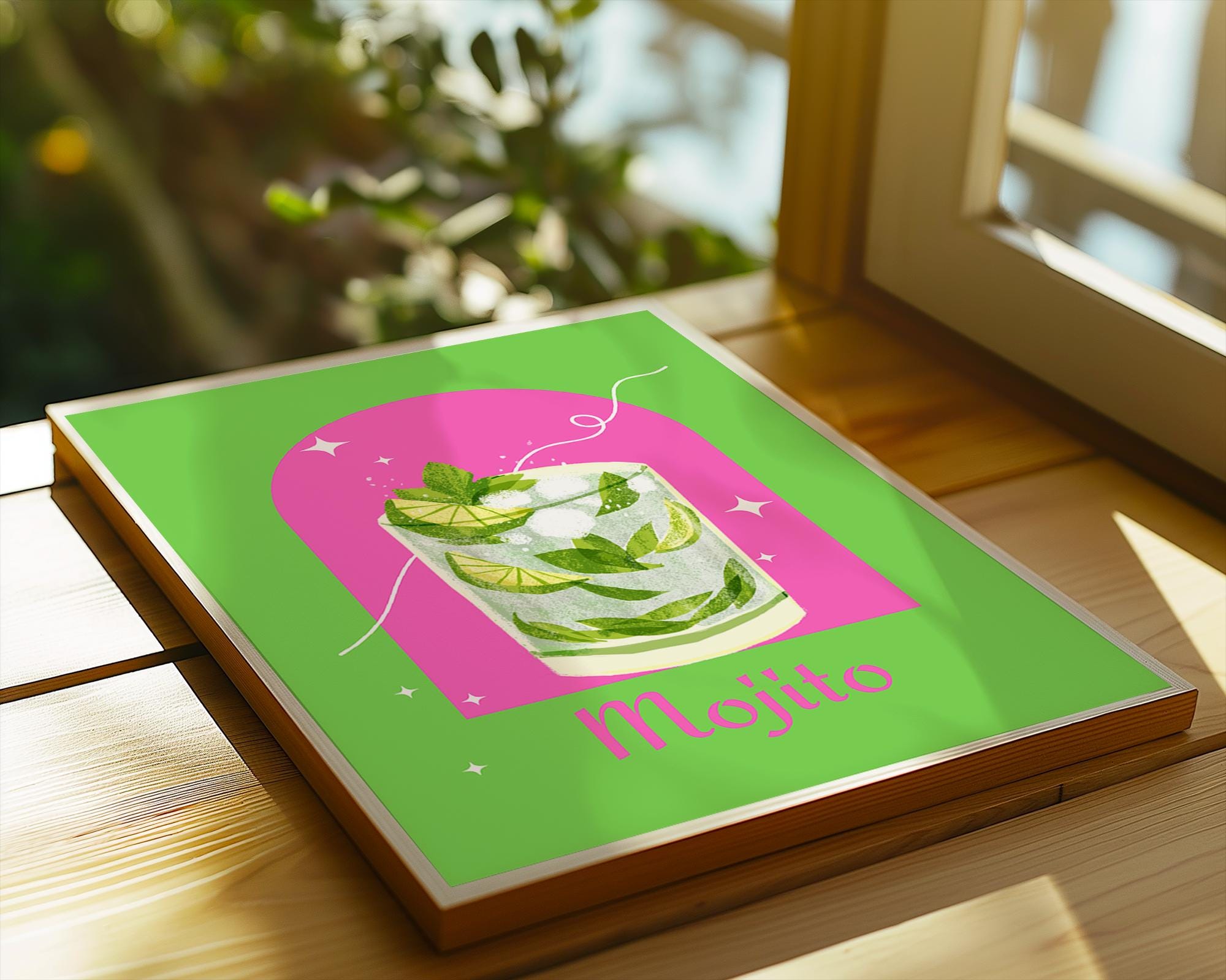 Mojito Cocktail Art Print | Tropical Bar, Summer Drink Poster wall art print, modern home decor, unframed artwork by Nomad & Nest