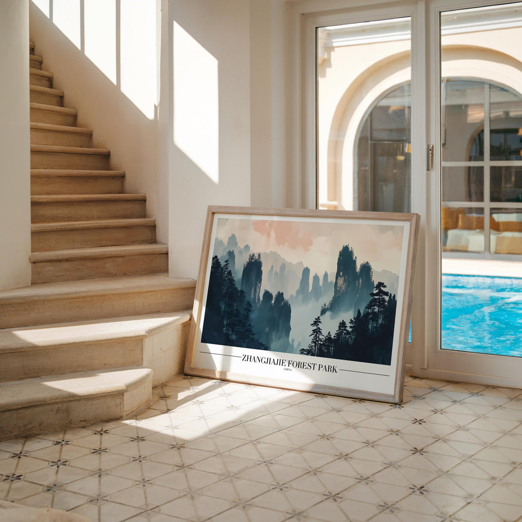 Zhangjiajie China Forest Print | Misty Mountain Landscape Art wall art print, modern home decor, unframed artwork by Nomad & Nest
