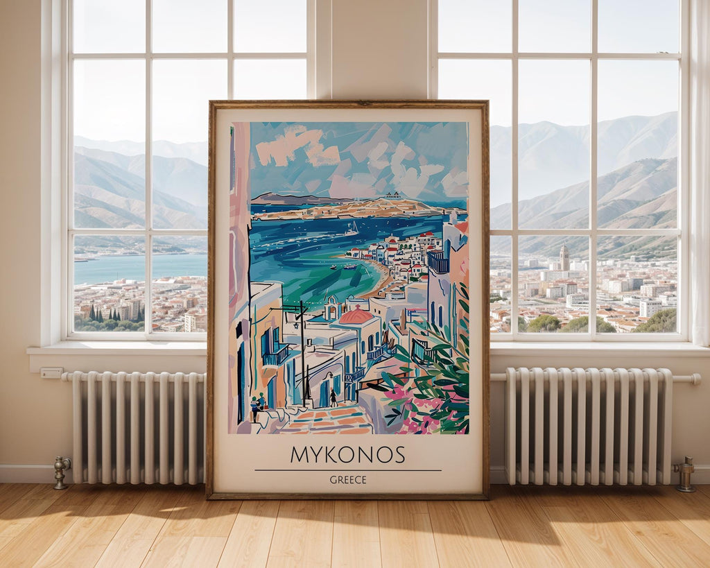 Mykonos Greece Travel Print | Coastal Mediterranean Wall Art wall art print, modern home decor, unframed artwork by Nomad & Nest