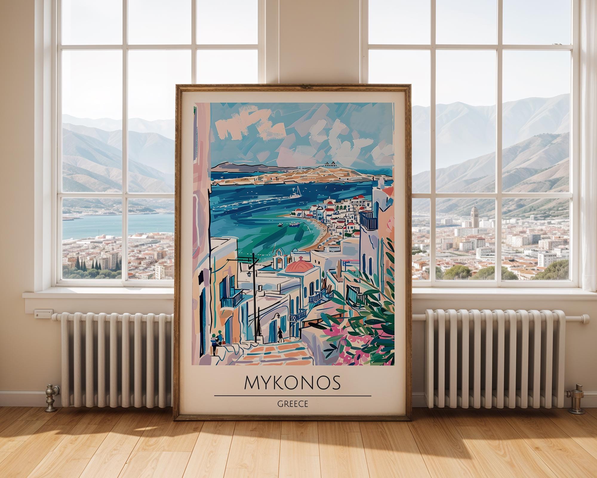 Mykonos Greece Travel Print | Coastal Mediterranean Wall Art wall art print, modern home decor, unframed artwork by Nomad & Nest