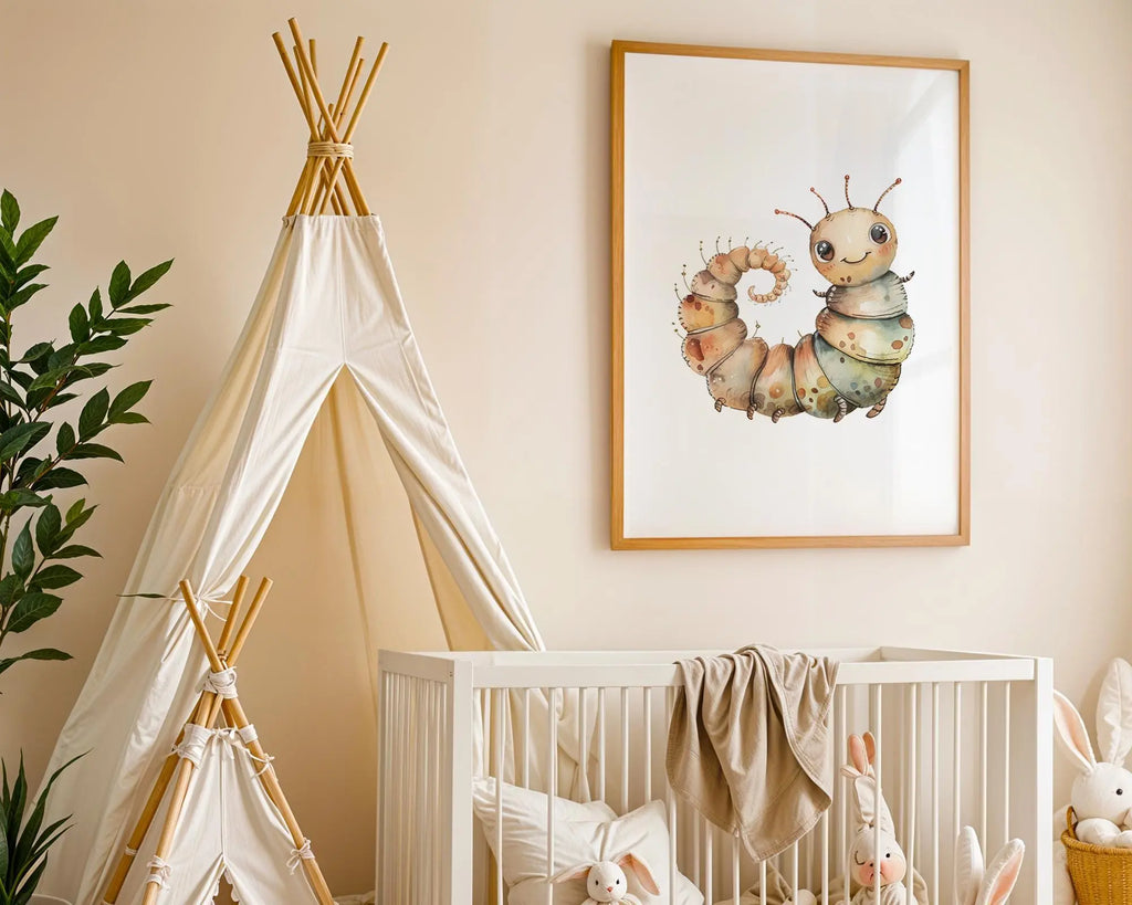 Playroom Ideas | Caterpillar Nursery Wall Art | Garden Insect Baby Decor wall art print, modern home decor, unframed artwork by Nomad & Nest