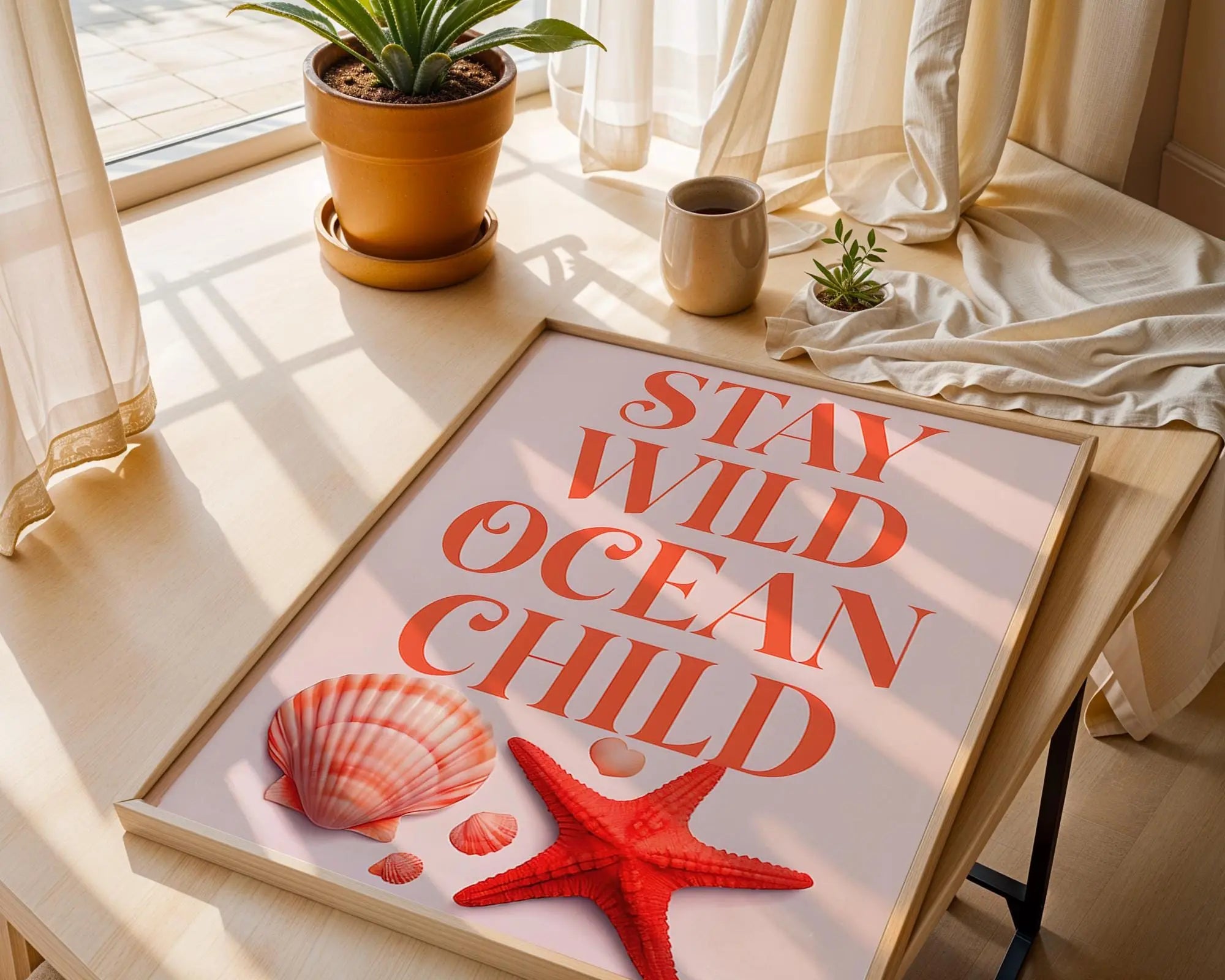 Positive Emotion | Stay Wild Ocean Child Wall Art | Beach Quote Poster | Coastal Lifestyle Decor wall art print, modern home decor, unframed artwork by Nomad & Nest