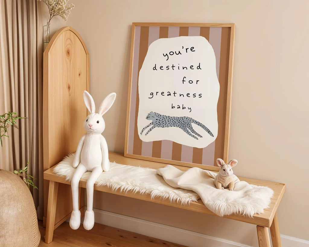 Playroom Ideas | Destined For Greatness Nursery Wall Art | Leopard Print wall art print, modern home decor, unframed artwork by Nomad & Nest