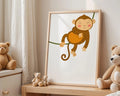 Playroom Ideas | Swinging Monkey Nursery Wall Art | Playful Jungle Decor wall art print, modern home decor, unframed artwork by Nomad & Nest
