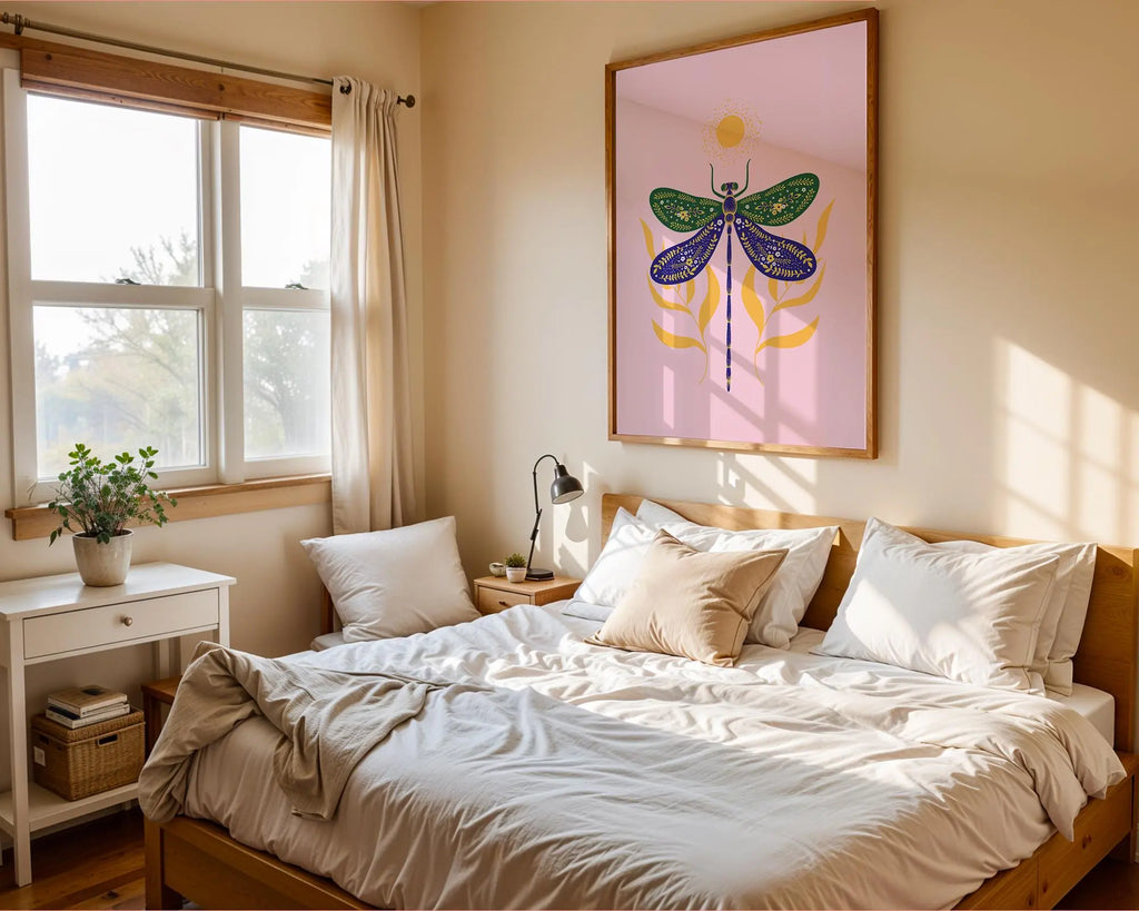 Dragonfly Botanical Art Print | Colorful Insect Illustration wall art print, modern home decor, unframed artwork by Nomad & Nest