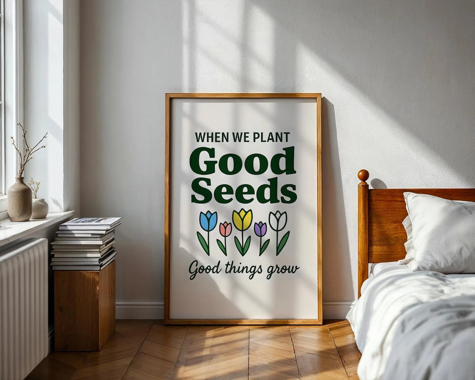 Positive Emotion | When We Plant Seeds Good Things Grow – Garden Quote wall art print, modern home decor, unframed artwork by Nomad & Nest