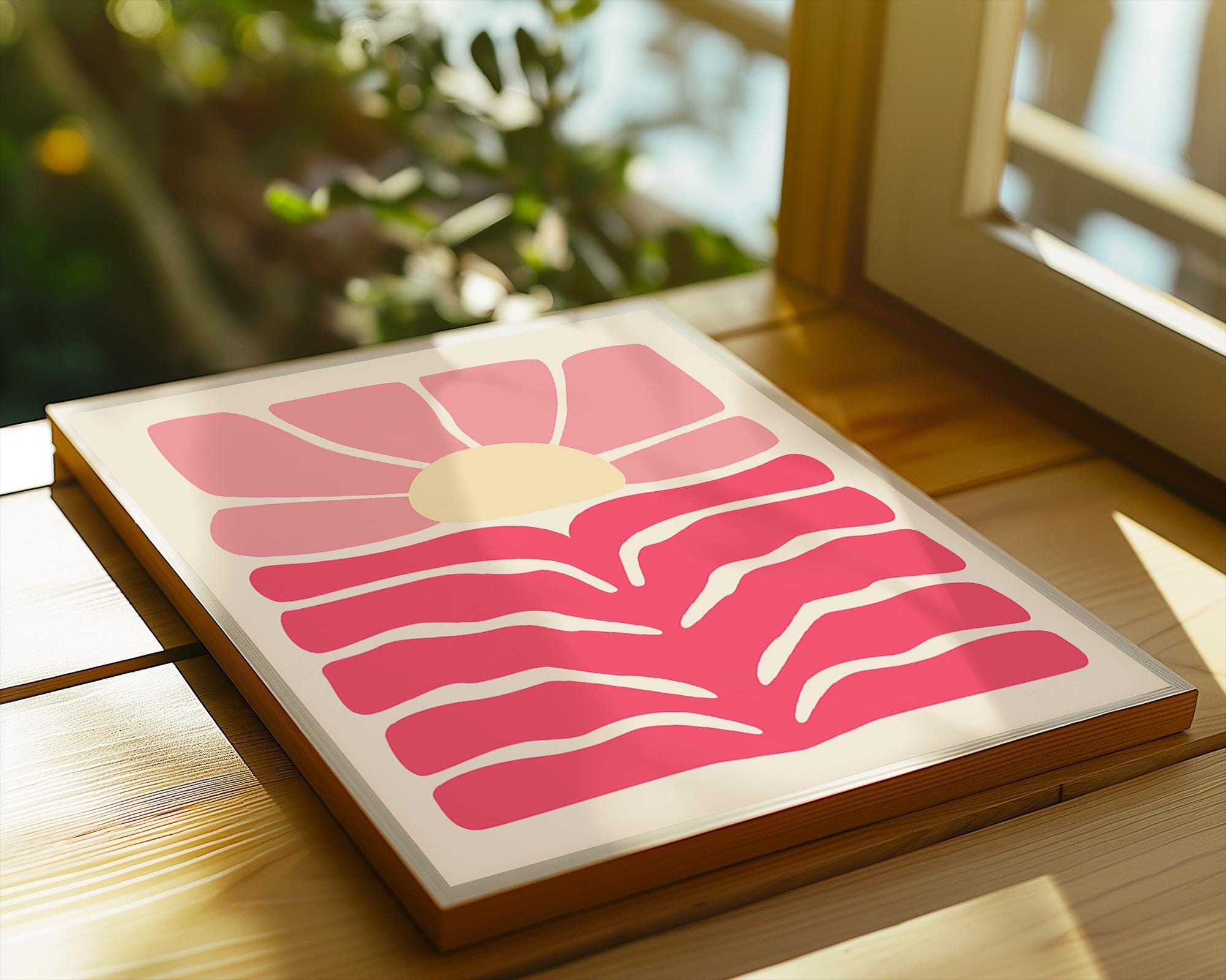 Abstract Pink Flower Print | Mid Century Modern Sunset Poster wall art print, modern home decor, unframed artwork by Nomad & Nest