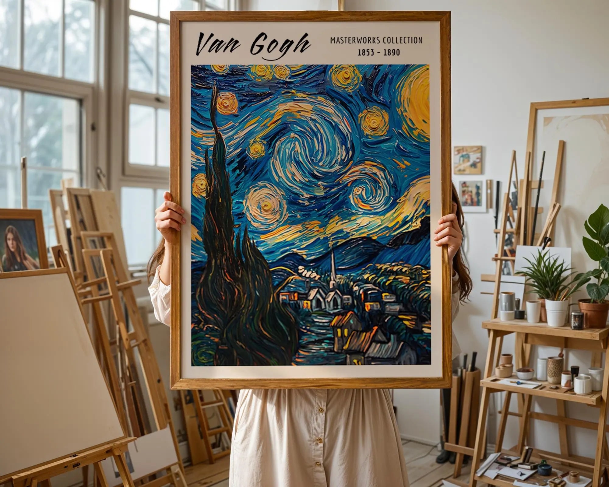 Van Gogh Print | Starry Night Village  | Expressionist Wall Art wall art print, modern home decor, unframed artwork by Nomad & Nest