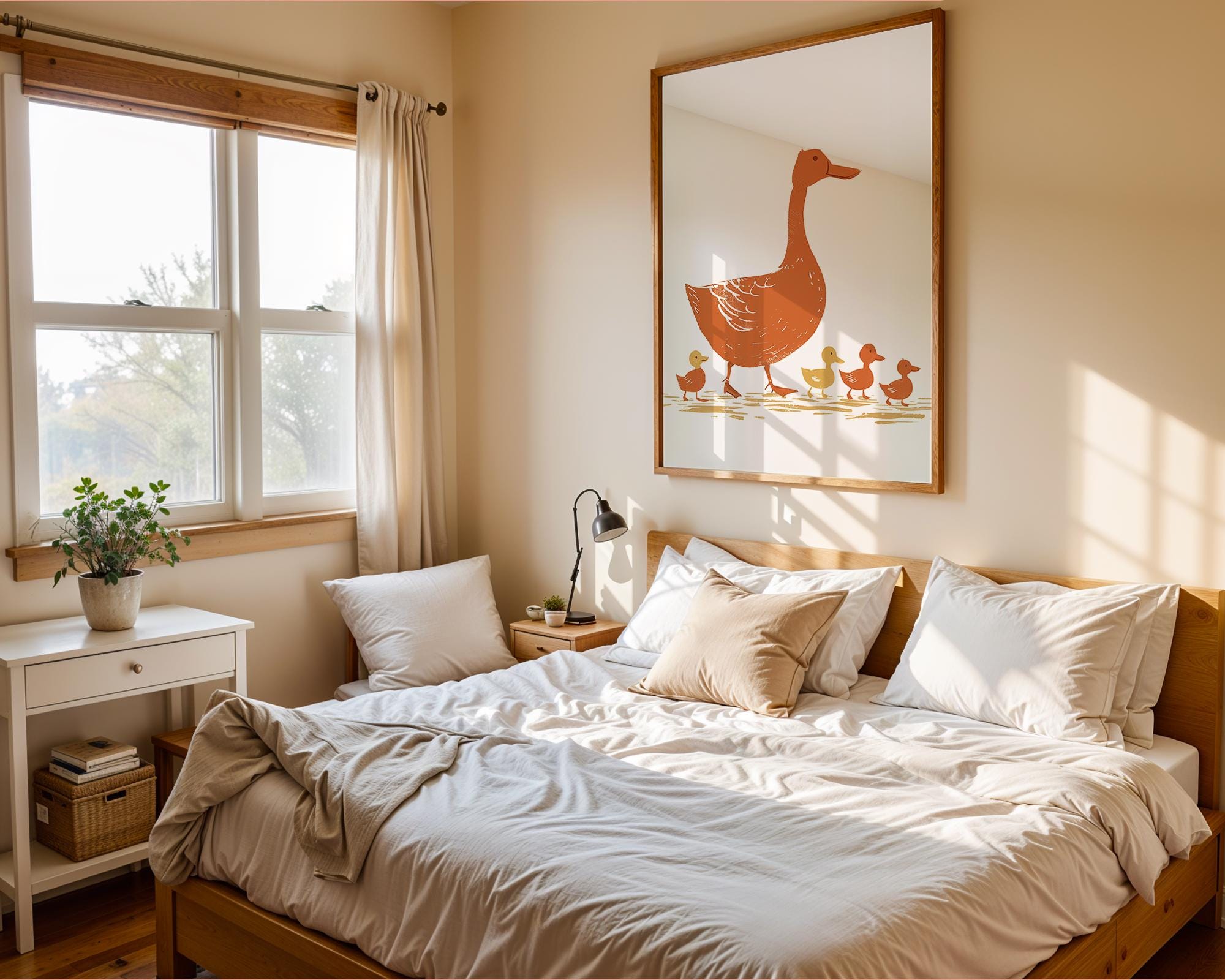 Geese Family Art Print | Rustic Nature Wall Decor wall art print, modern home decor, unframed artwork by Nomad & Nest