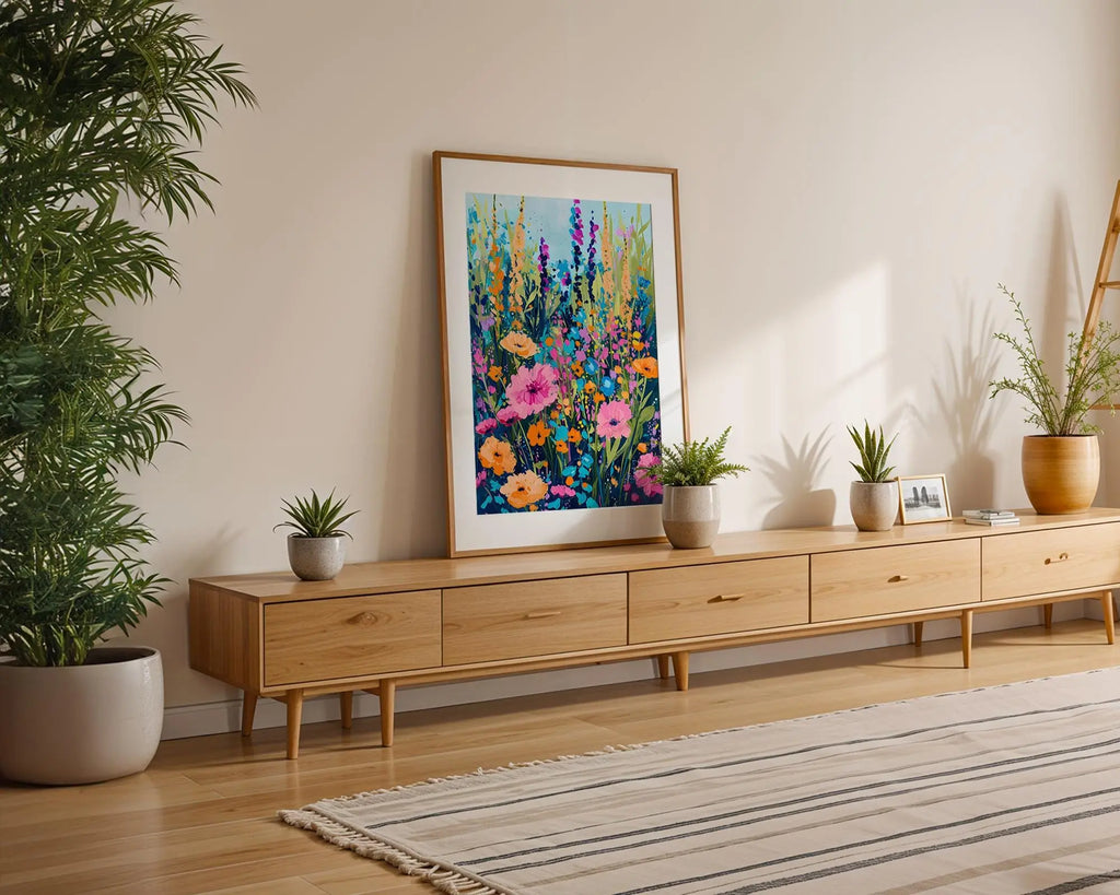 Modern Pop Art | Wildflower Meadow Print | Abstract Floral Painting, Boho Home Decor wall art print, modern home decor, unframed artwork by Nomad & Nest