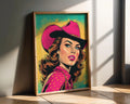Modern Pop Art | Retro Cowgirl  Print | Pink Western Comic wall art print, modern home decor, unframed artwork by Nomad & Nest