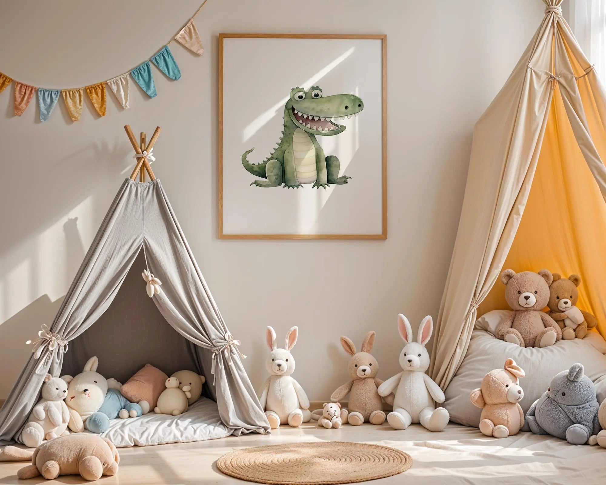 Playroom Ideas | Crocodile Nursery Wall Art | Jungle Animal Baby Print wall art print, modern home decor, unframed artwork by Nomad & Nest