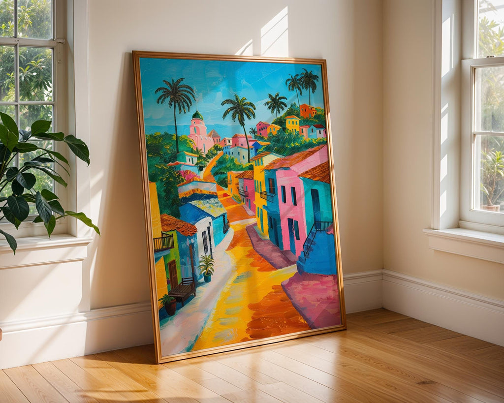 Colourful Prints | Tropical Village Art Print |  Boho Coastal Home Decor wall art print, modern home decor, unframed artwork by Nomad & Nest