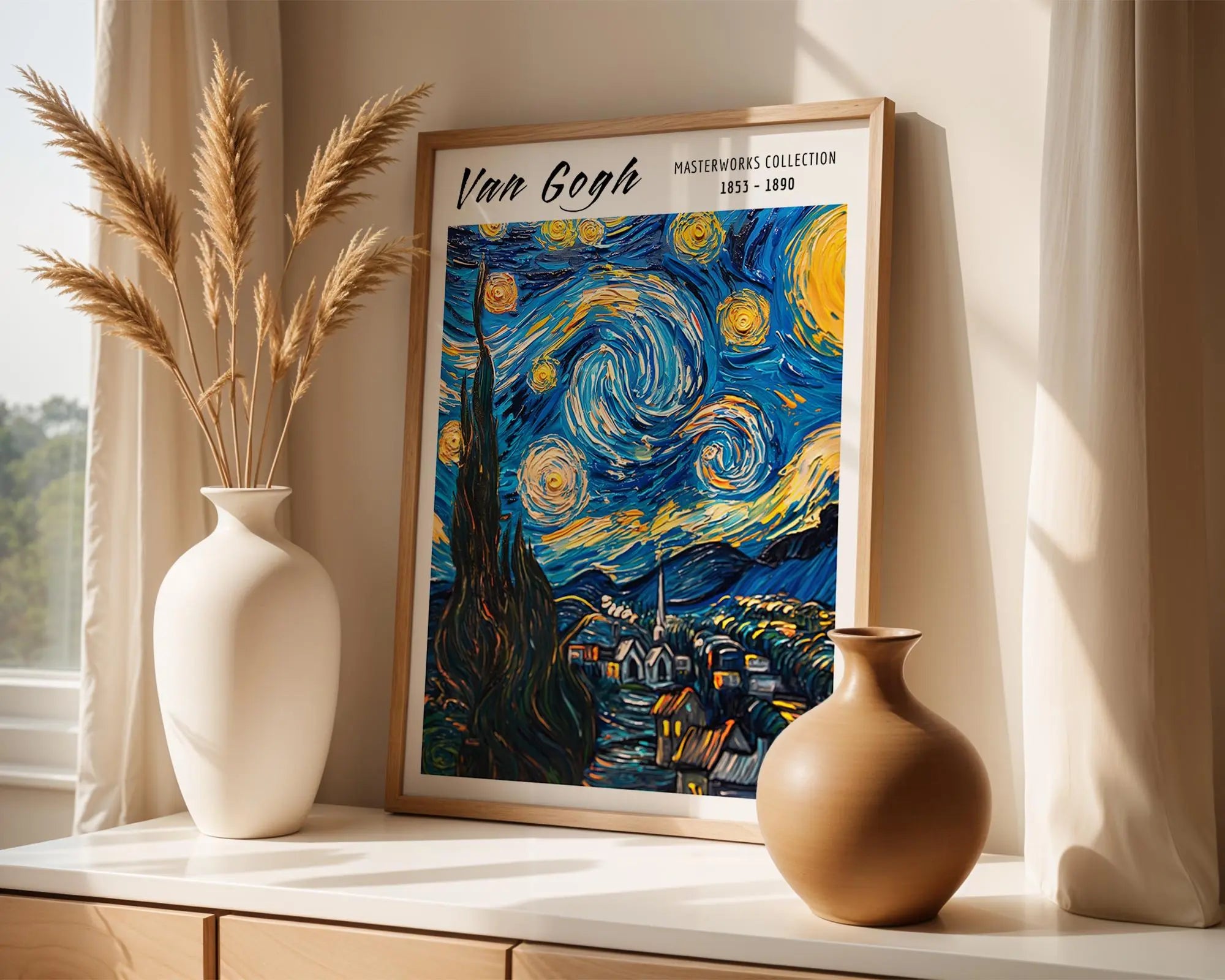 Van Gogh Print | Starry Night Village  | Expressionist Wall Art wall art print, modern home decor, unframed artwork by Nomad & Nest